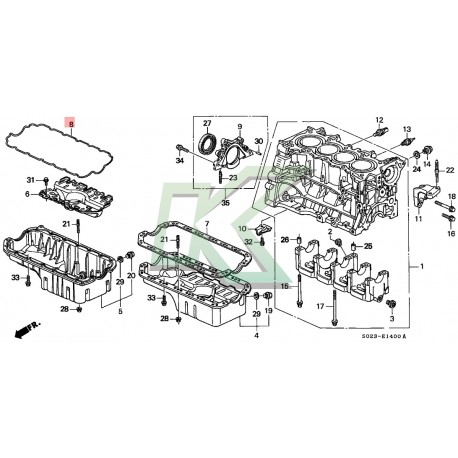 Empaque de carter de aluminio original HONDA / Serie D 96-00