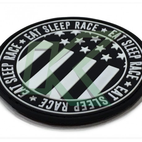 Rubber velcro circle Flag Patch / Black/white