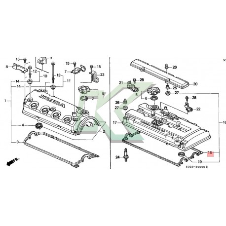 Empaquetadura tapa valvulas original HONDA / Serie B vtec